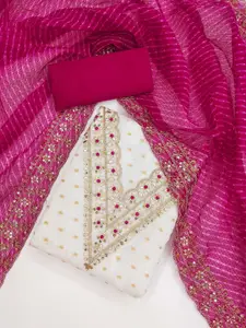 Panzora Geometric Woven Design Sequinned Chanderi Silk Unstitched Dress Material