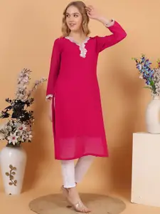 Tulip Eden V-Neck Georgette Straight Kurta