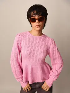ONLY Women Acrylic Self Design Pullover Sweaters