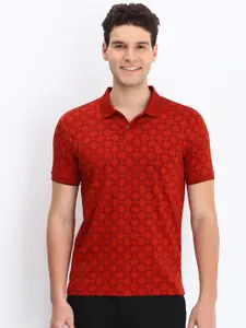 Allen Solly Men Geometric Printed Polo Collar Cotton T-shirt