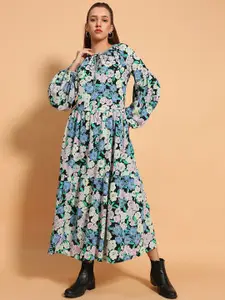 Oxolloxo Women Floral Printed Crepe Maxi Dress