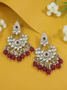 I Jewels Gold-Plated Contemporary Kundan Stud Chandbalis Earrings