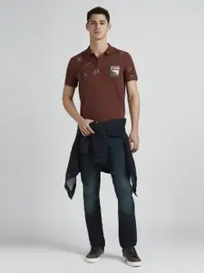 Pepe Jeans Men Typography Printed Polo Collar Pure Cotton T-shirt