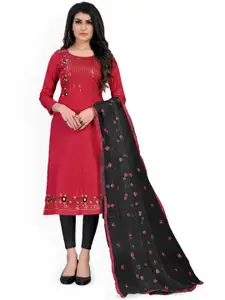 Maroosh Floral Embroidered Sequinned Glaze Cotton Unstitched Dress Material