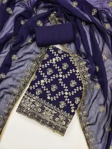 Panzora Floral Embroidered Thread Work Unstitched Dress Material