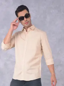 Crimsoune Club Men Smart Spread Collar Solid Cotton Slim Fit Casual Shirt