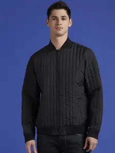 Pepe Jeans Men Stand Collar Solid Casual Bomber Jacket