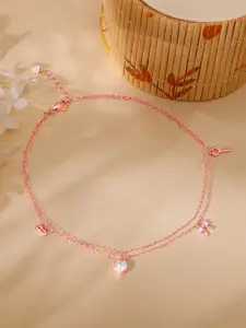GIVA Set Of 2 925 Sterling Silver Rose Gold-Plated Anklets
