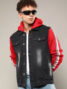 Campus Sutra Men Spread Collar Solid Cotton Casual Denim Jacket