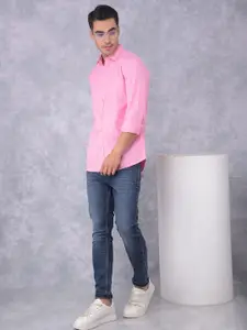 Crimsoune Club Men Smart Spread Collar Solid Cotton Slim Fit Casual Shirt