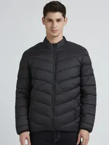 Pepe Jeans Men Mock Collar Solid Casual Puffer Jacket