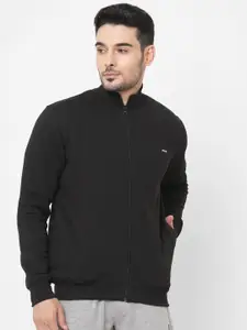 Sweet Dreams Men Solid Cotton Round Neck Front-Open Sweatshirt