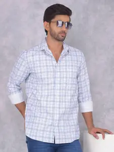 Crimsoune Club Men Smart Spread Collar Tartan Checked Cotton Casual Shirt