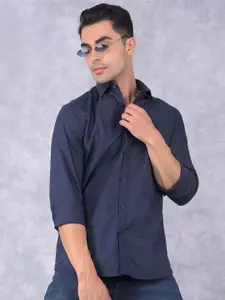 Crimsoune Club Men Smart Spread Collar Solid Cotton Slim Fit Casual Shirt