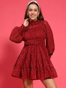 Oxolloxo Women Self Design Fit & Flare Dress