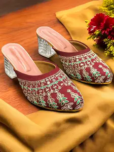 DressBerry Women Embellished Round Toe Block Heeled Pumps