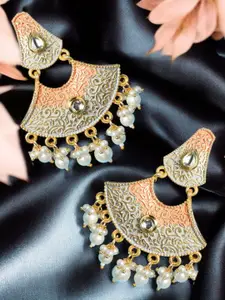 OOMPH Geometric Meenakari Kundan & Pearl Chandbalis