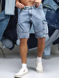 Campus Sutra Men Comfort Light Fade Stretchable Denim Shorts