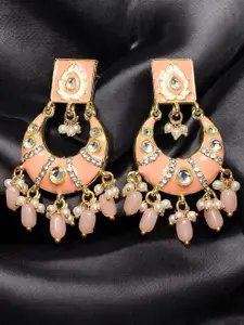 OOMPH Floral Meenakari Kundan & Pearl Drop Earrings