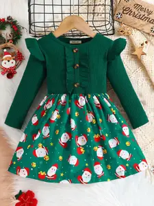 INCLUD Girls Conversational Printed Fit & Flare Dress