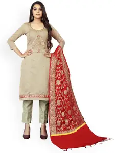 Maroosh Floral Woven Design Zari Unstitched Dress Material