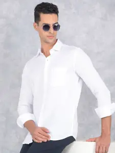 Crimsoune Club Men Smart Spread Collar Geometric Printed Cotton Slim Fit Casual Shirt