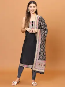 Meena Bazaar Floral Embroidered Art Silk Unstitched Dress Material