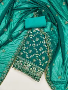 Panzora Floral Embroidered Thread Work Unstitched Dress Material