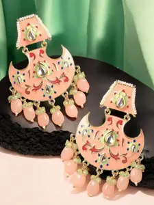 OOMPH Kundan Meenakari Floral Drop Earrings