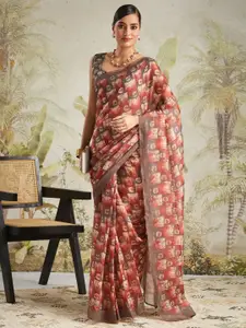 RACHNA Floral Printed Chanderi Saree