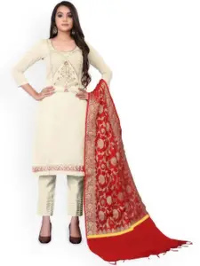 Maroosh Floral Woven Design Beads and Stones Unstitched Dress Material