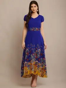 Raabta Fashion Women Floral V-neck Maxi Dress