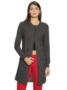 CLAPTON Floral Self Design Front-Open Sweater