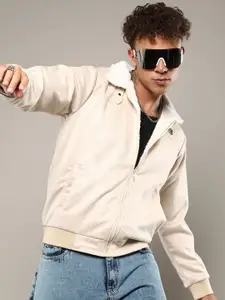 Campus Sutra Men Suede Lightweight Bomber Jacket