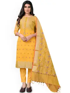 Maroosh Floral Embellished Zari Banarasi Jacquard Unstitched Dress Material