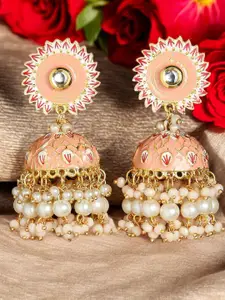 OOMPH Dome Shaped Kundan & Pearl Jhumkas