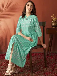 Anouk Ethnic Motifs Printed Cotton Regular A-Line Dress