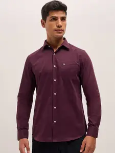 THE BEAR HOUSE Men Spread Collar Solid Pure Cotton Formal Shirt