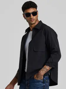 Snitch Men Smart Spread Collar Textured Casual Shirt