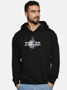 Roadster Cotton Typography Printed Relaxed Fit Hooded Casual Sweatshirts