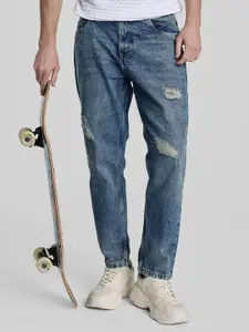 Snitch Men Comfort Relaxed Fit Mildly Distressed Heavy Fade Stretchable Jeans