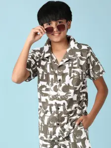 V-Mart Boys Abstract Printed Shirt With Short
