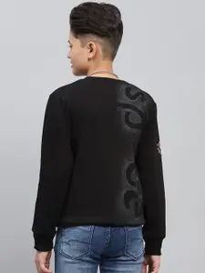 Monte Carlo Boys Black CottonRound neck Long Sleeves Printed Sweatshirt