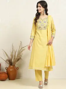 Biba Floral Embroidered Pure Cotton Unstitched Dress Material