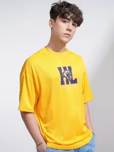 HIGHLANDER Men Typography Printed Round Neck Oversized T-shirt