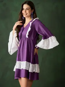 Sangria Women Bell sleeves Cotton Fit & Flare Dress