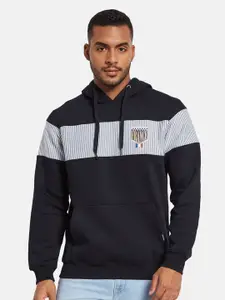 Octave Men Striped Hooded Sweatshirt
