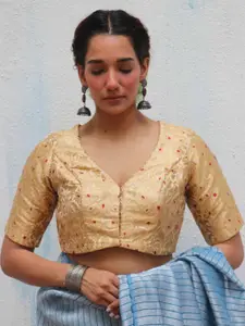 Chidiyaa Women Woven Design Brocade Saree Blouse