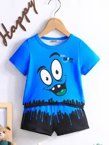 INCLUD Boys Printed Round Neck Short Sleeves T-Shirt With Shorts