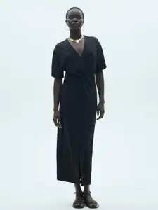 MANGO Front Slit A-Line Midi Dress